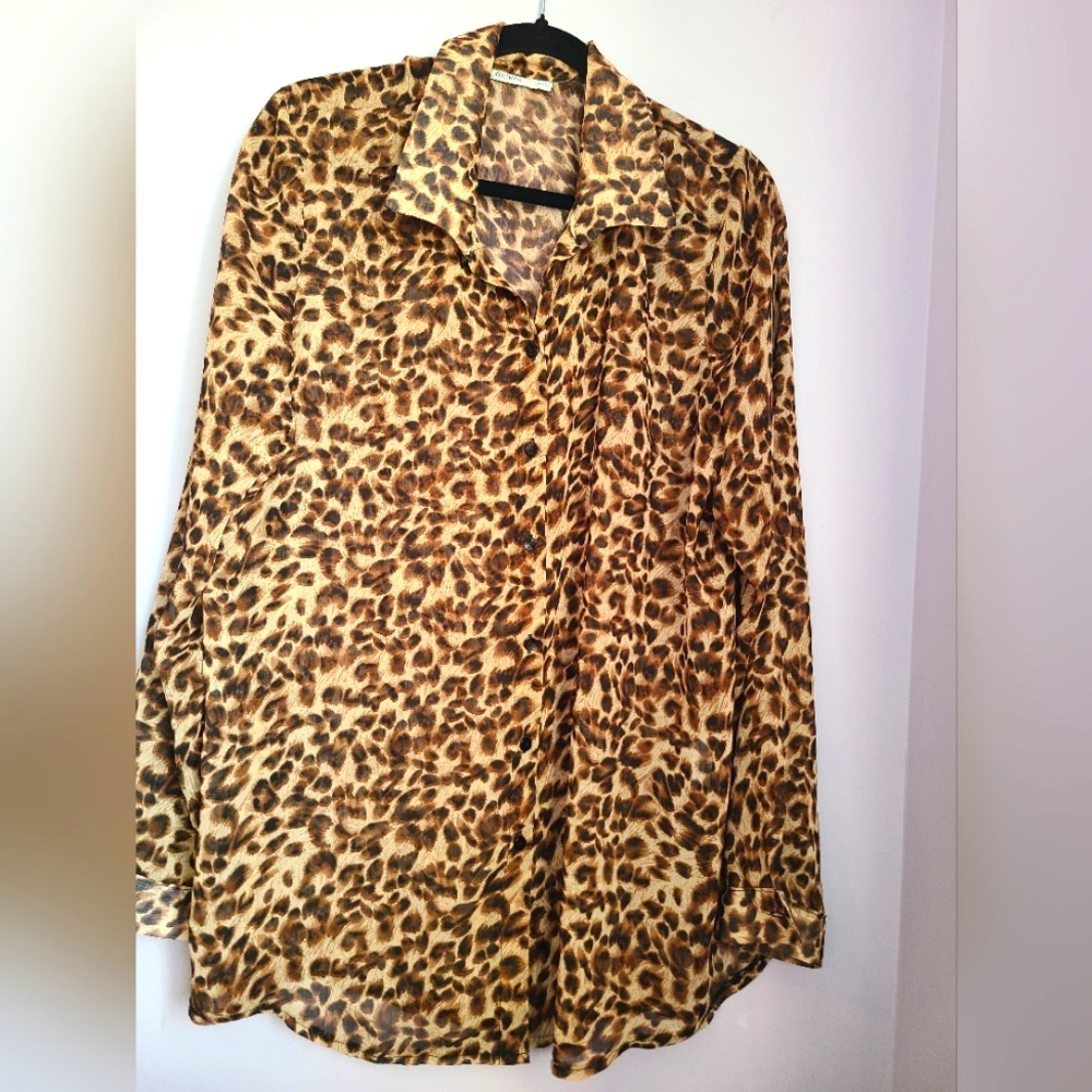 Rickis long sheer tunic blouse, size XL, like new!
